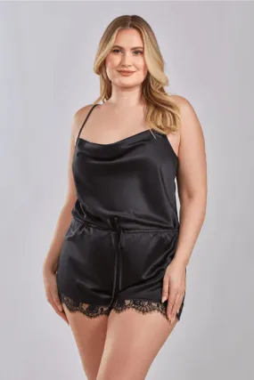  iCollection     Plus Size Abigail Romper- Black