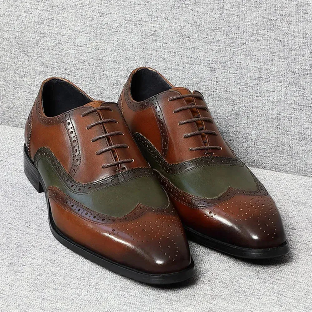 il gestore 2 - Elegant two tone spectator leather oxford shoes for men