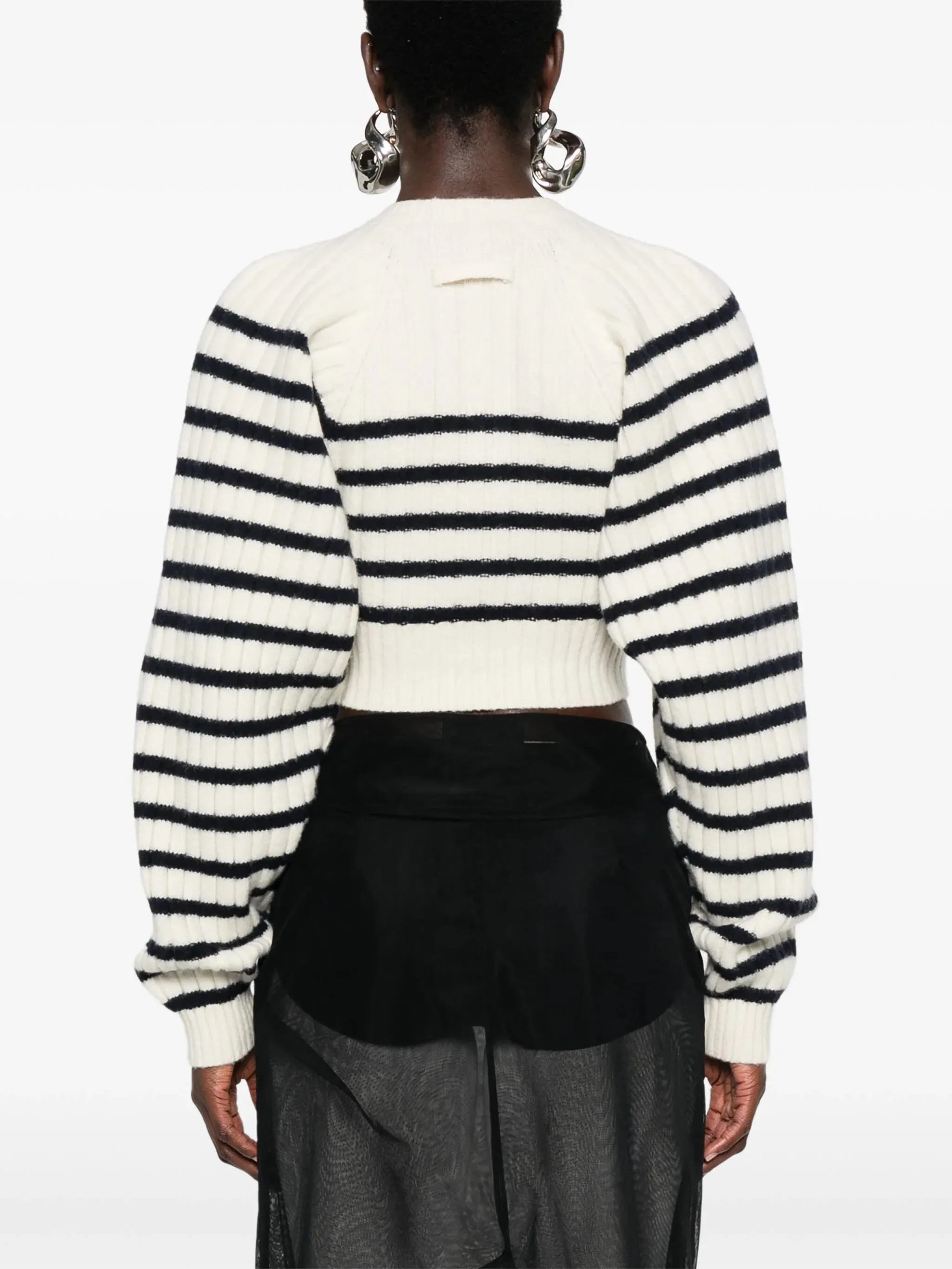 JEAN PAUL GAULTIER - Women Ribbed Mariniere Longsleeves Crop Pullover