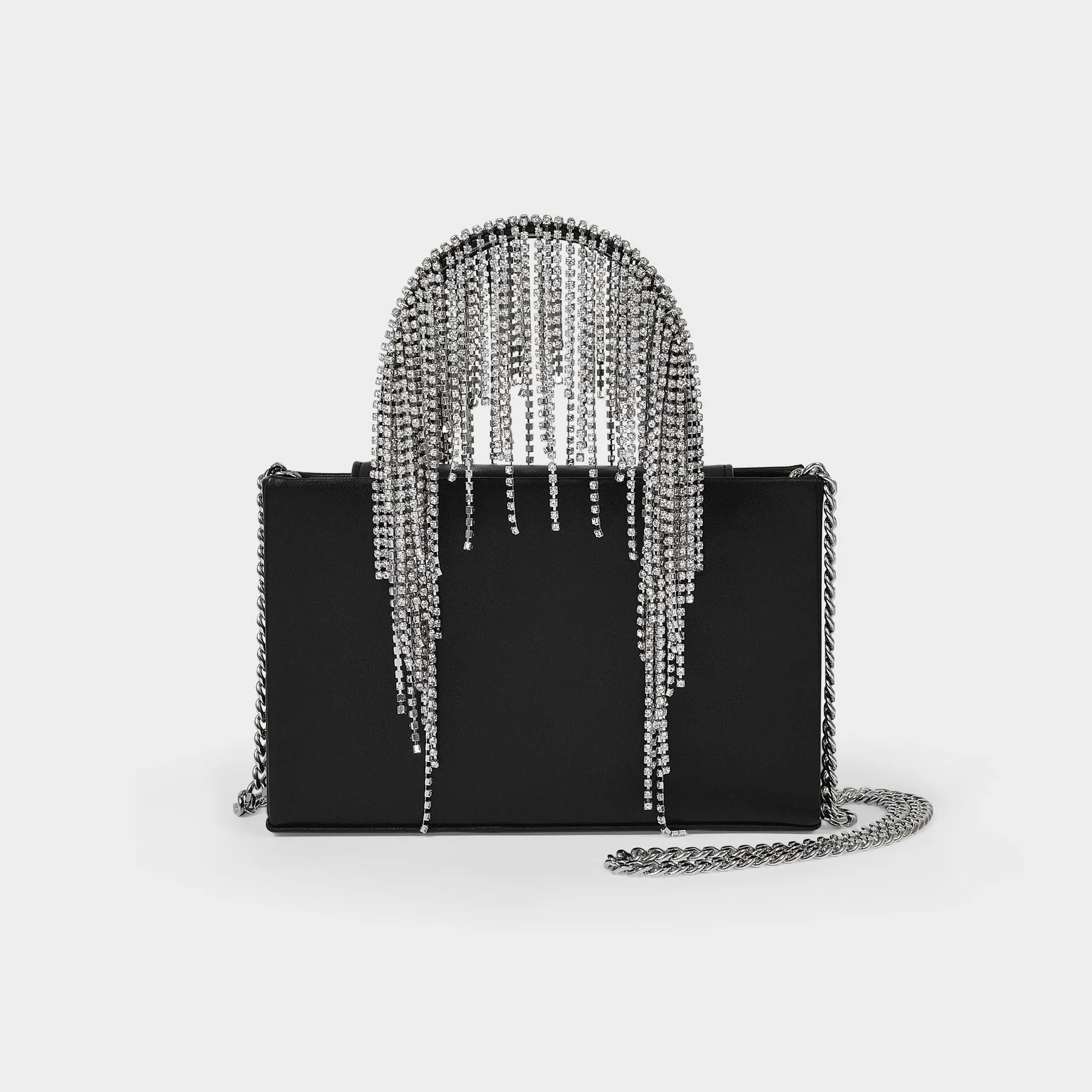 Kara  Midi Crystal Fringe Handbag - Kara - Black - Strass