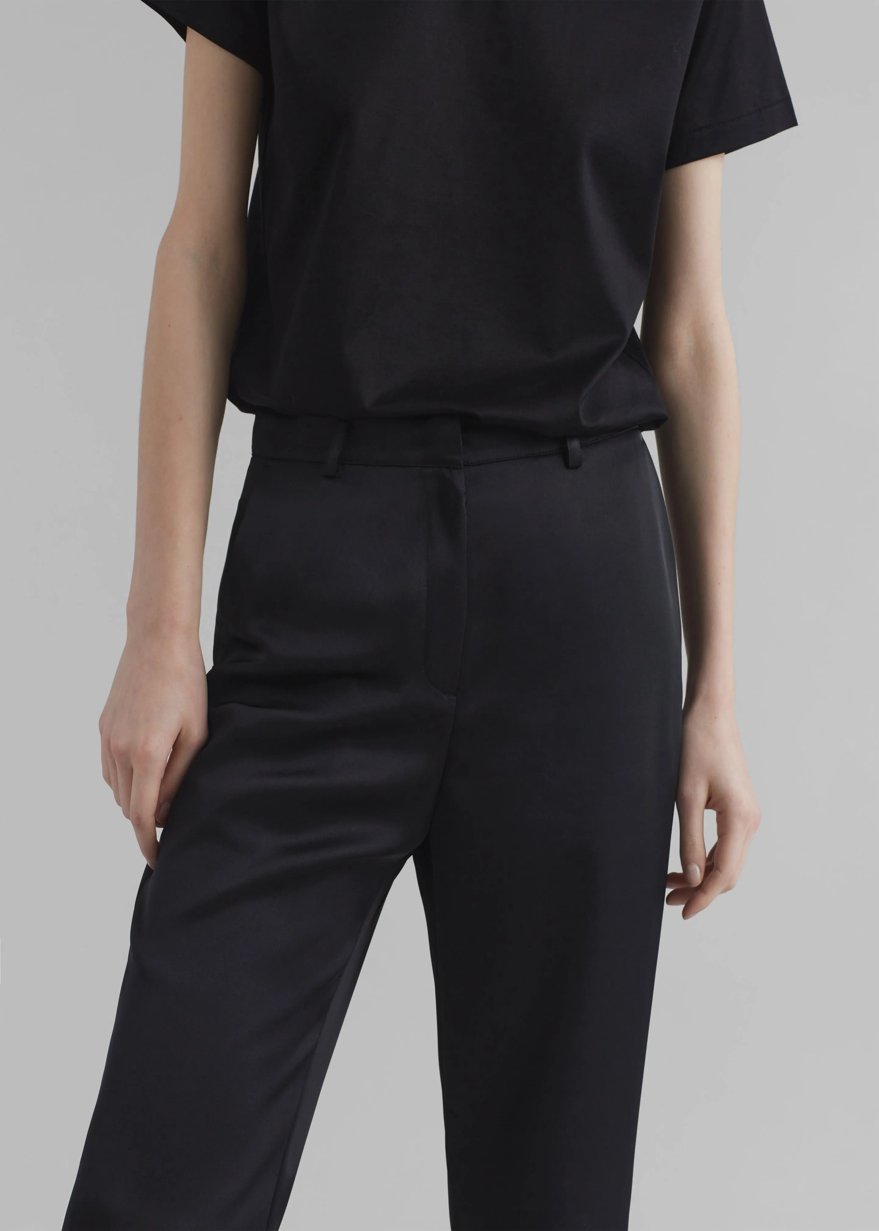 Kit Satin Trousers - Black