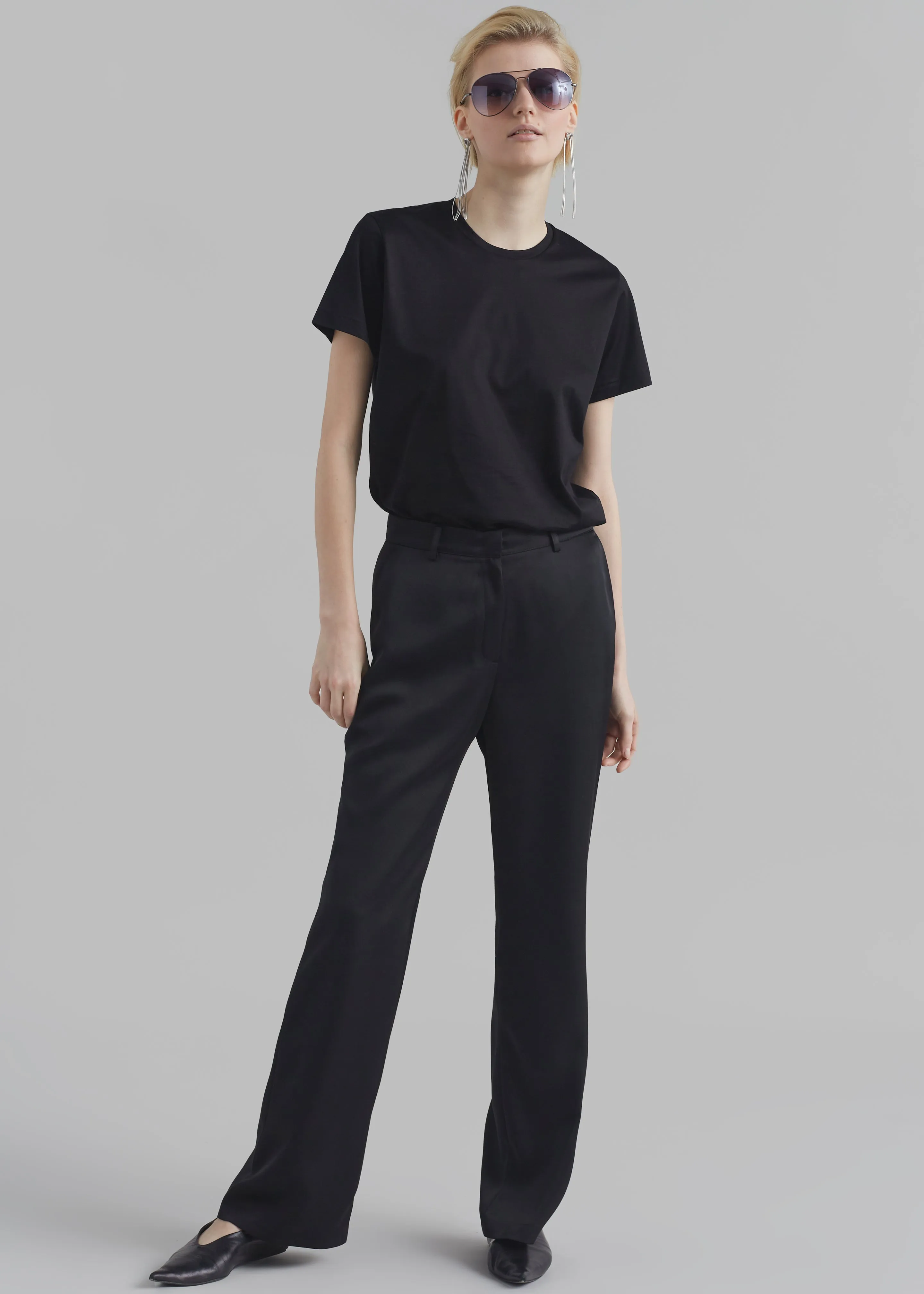 Kit Satin Trousers - Black