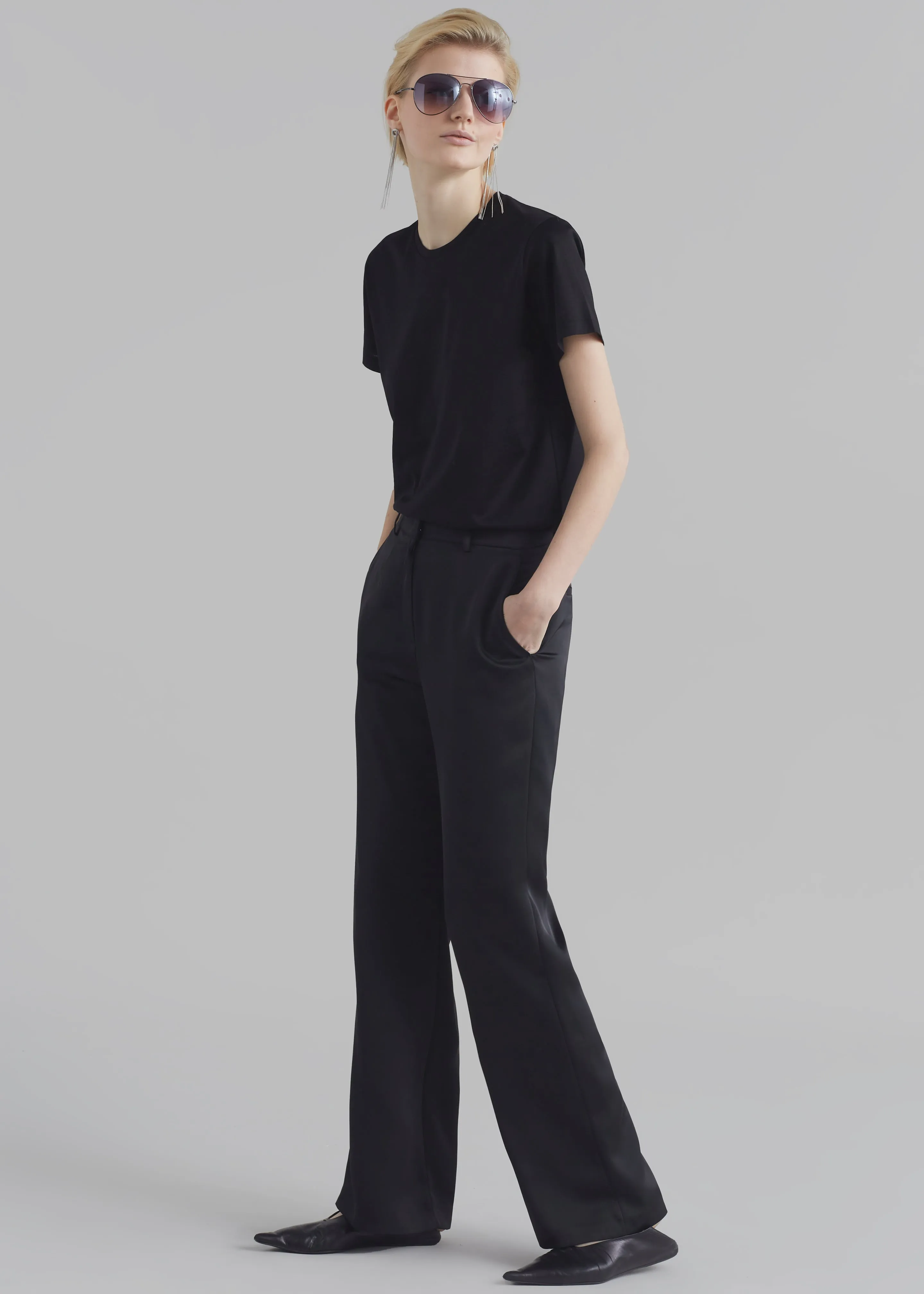 Kit Satin Trousers - Black