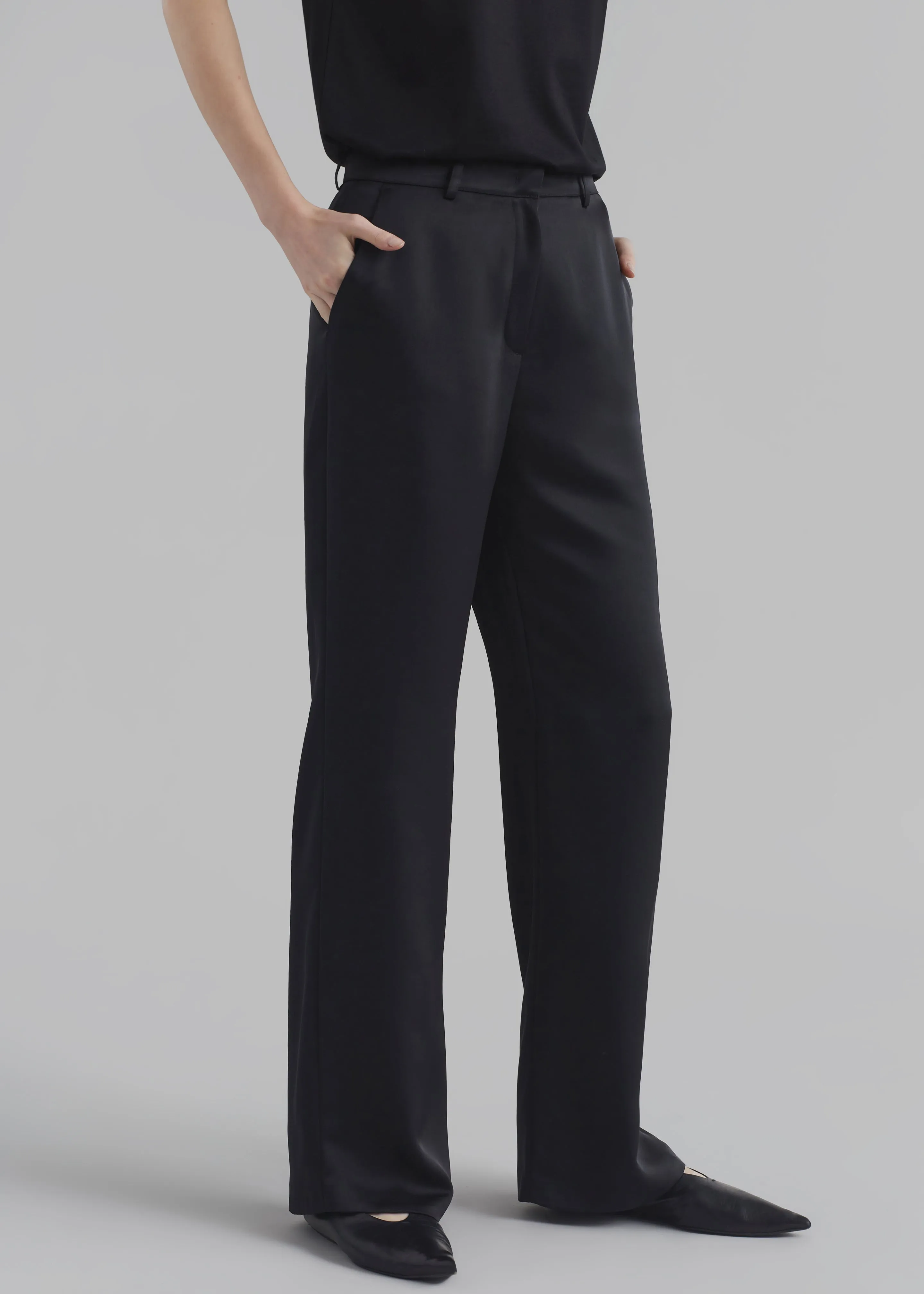 Kit Satin Trousers - Black