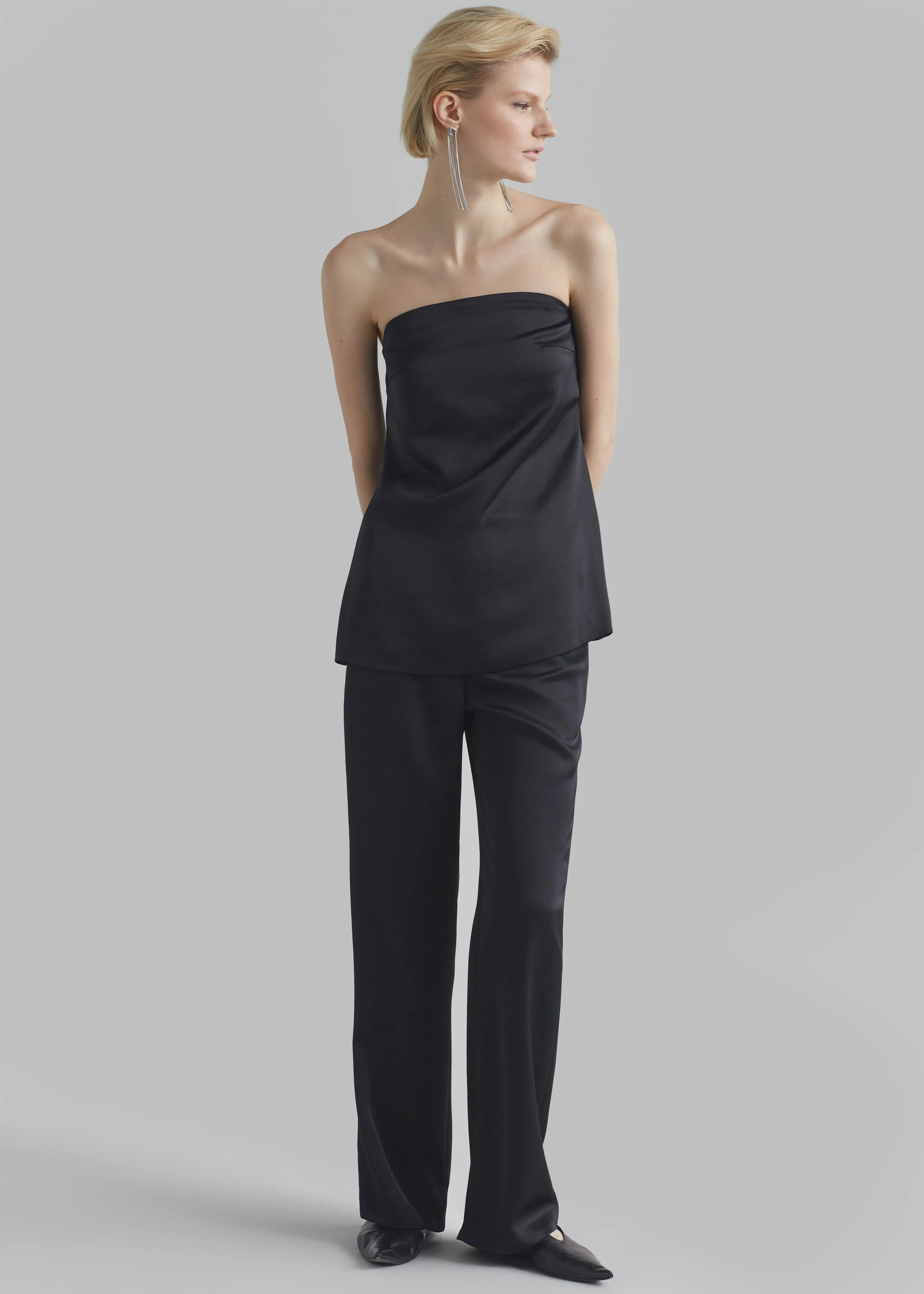 Kit Satin Trousers - Black