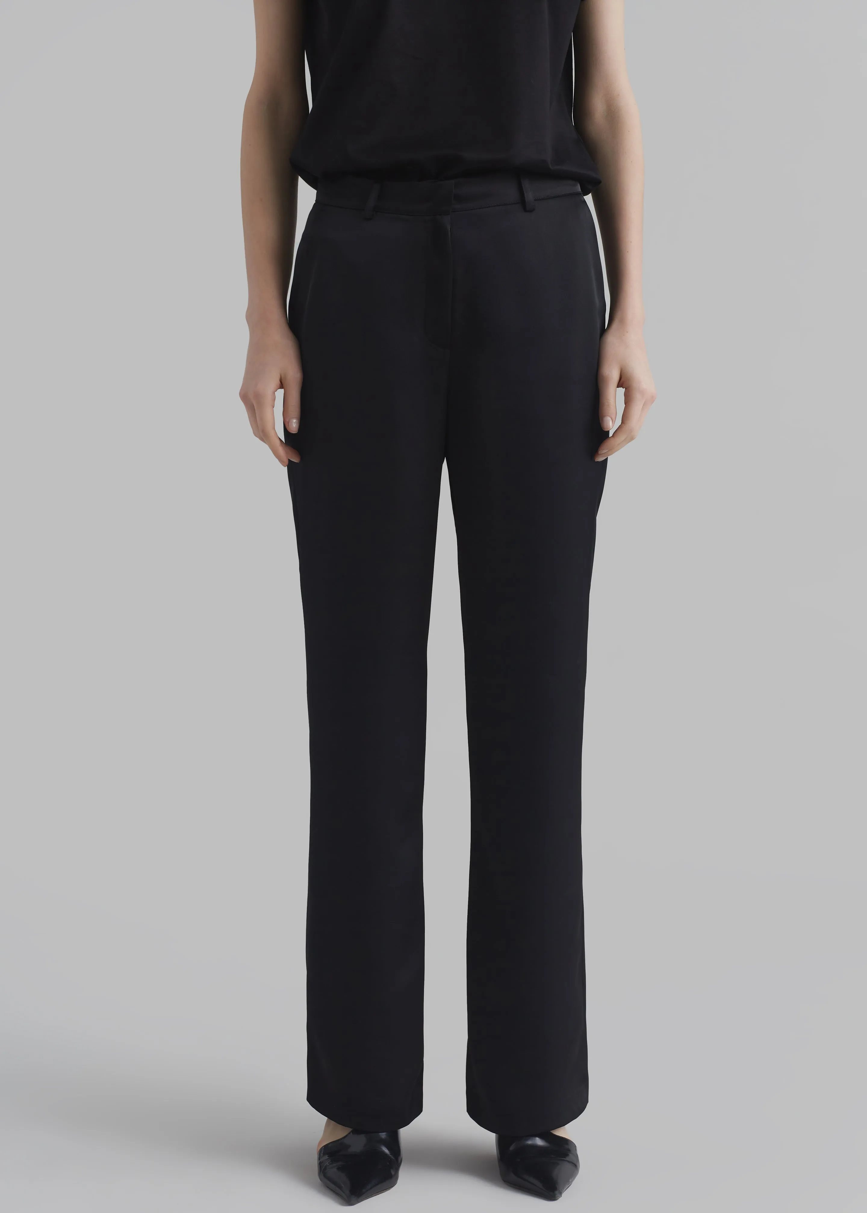 Kit Satin Trousers - Black