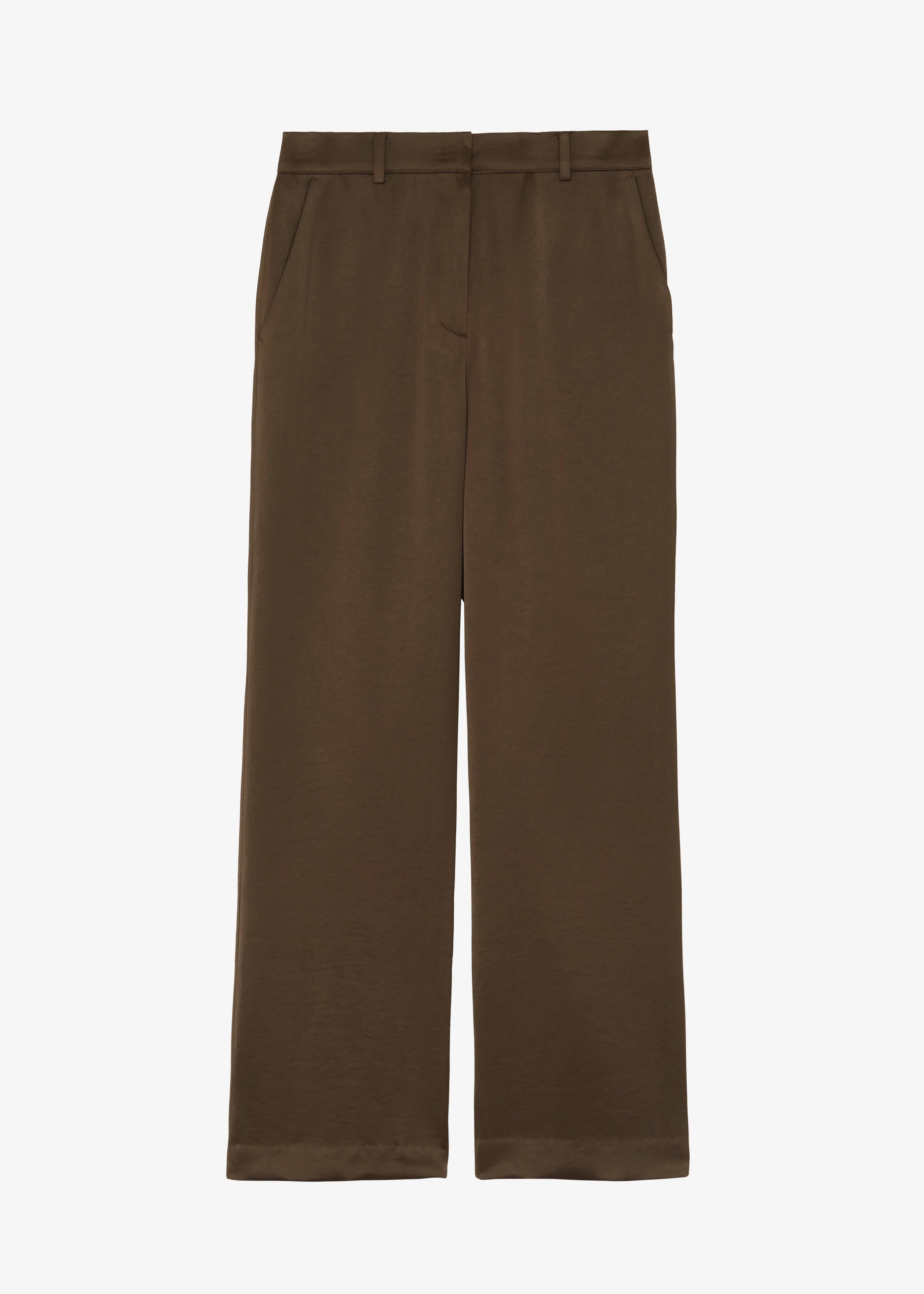 Kit Satin Trousers - Brown