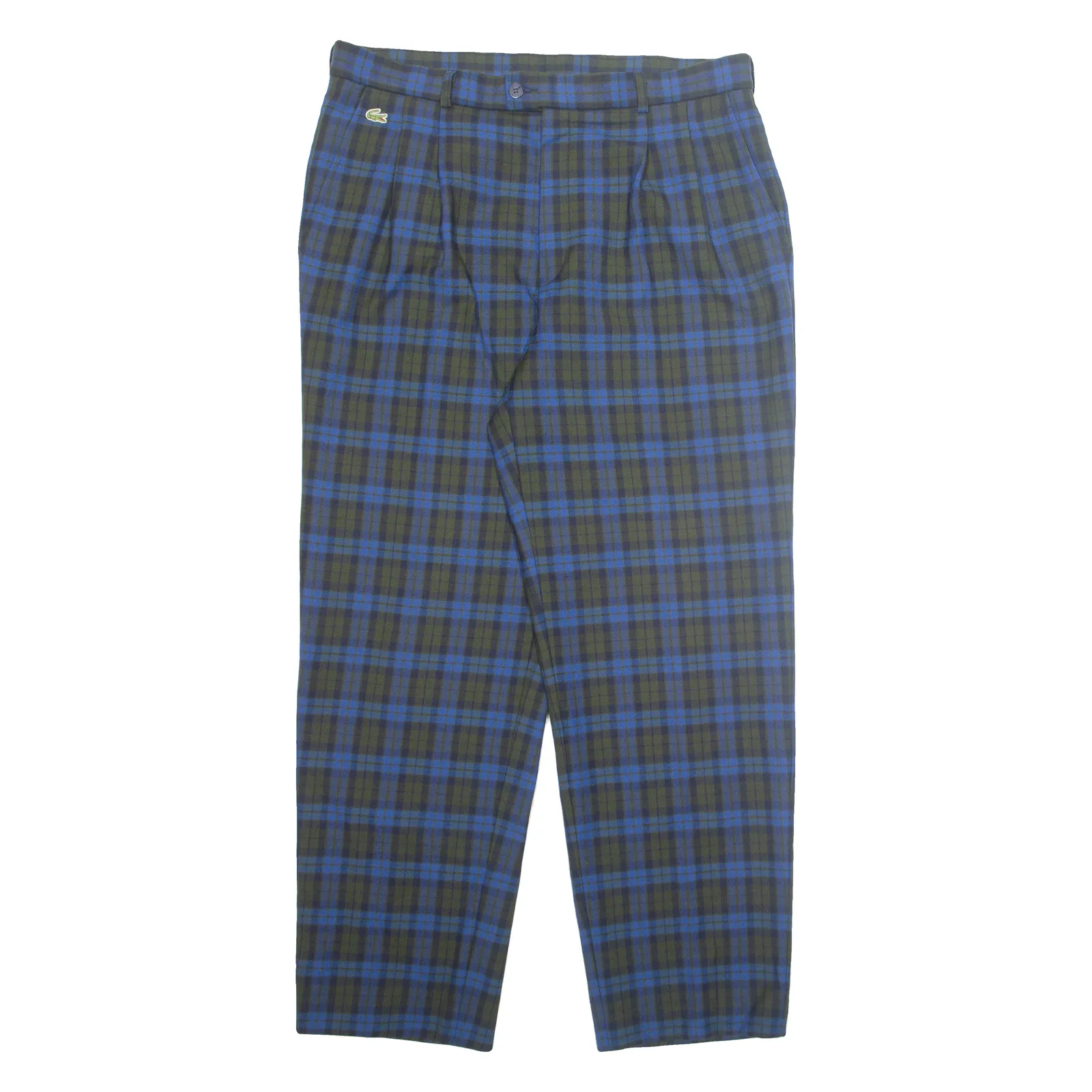 LACOSTE Chino Plaid Mens Trousers Blue Regular Straight W34 L30