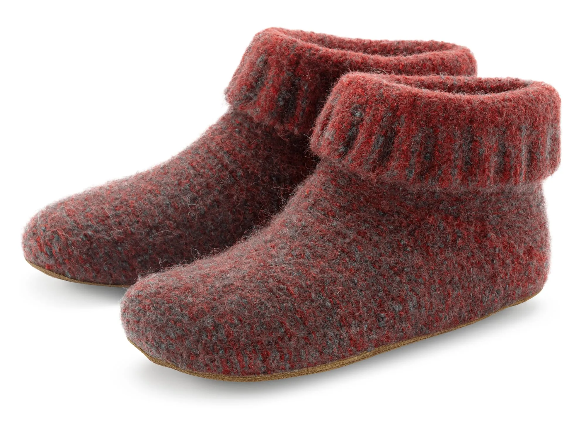 Ladies knitted slipper, Red Melange | Manufactum