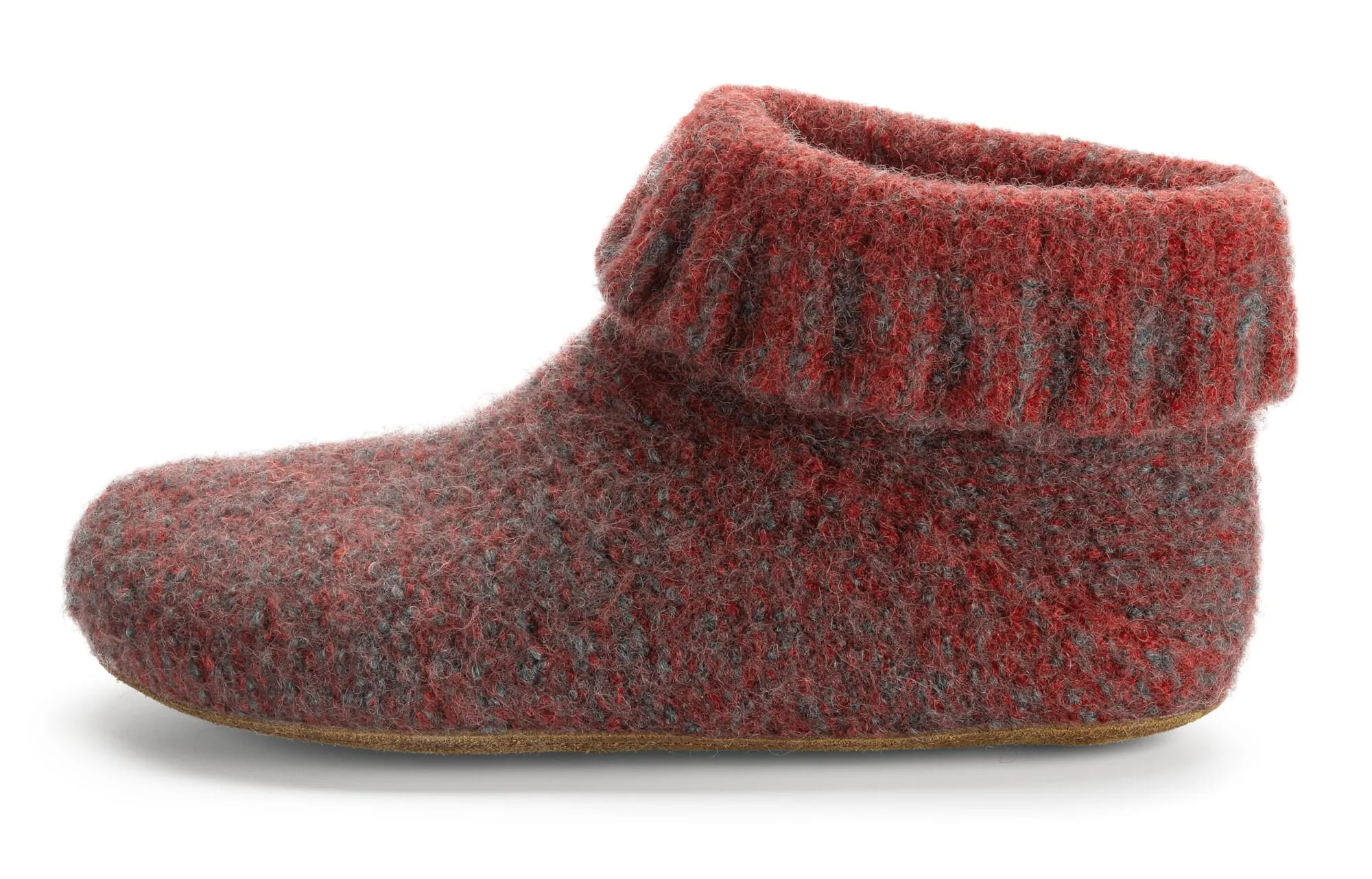 Ladies knitted slipper, Red Melange | Manufactum