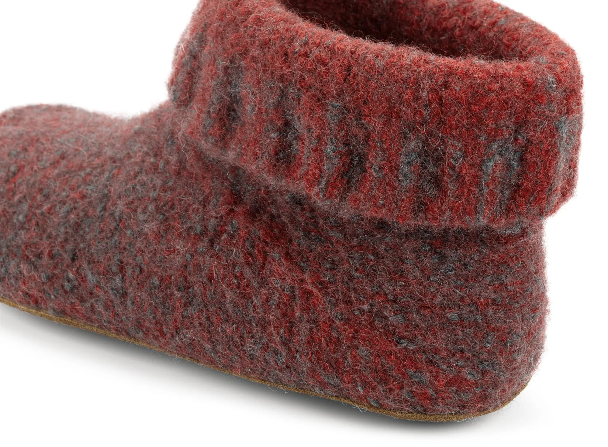 Ladies knitted slipper, Red Melange | Manufactum