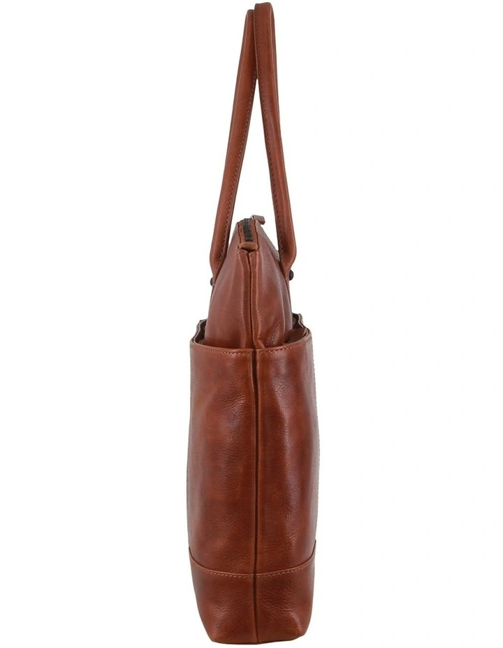 Leather Computer Bag in Cognac