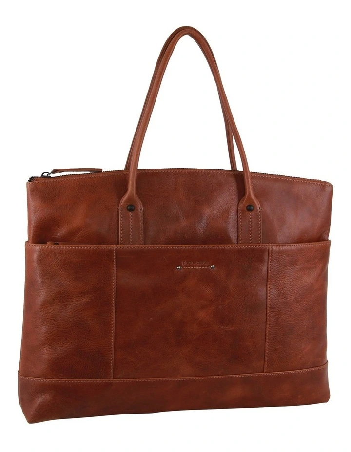 Leather Computer Bag in Cognac