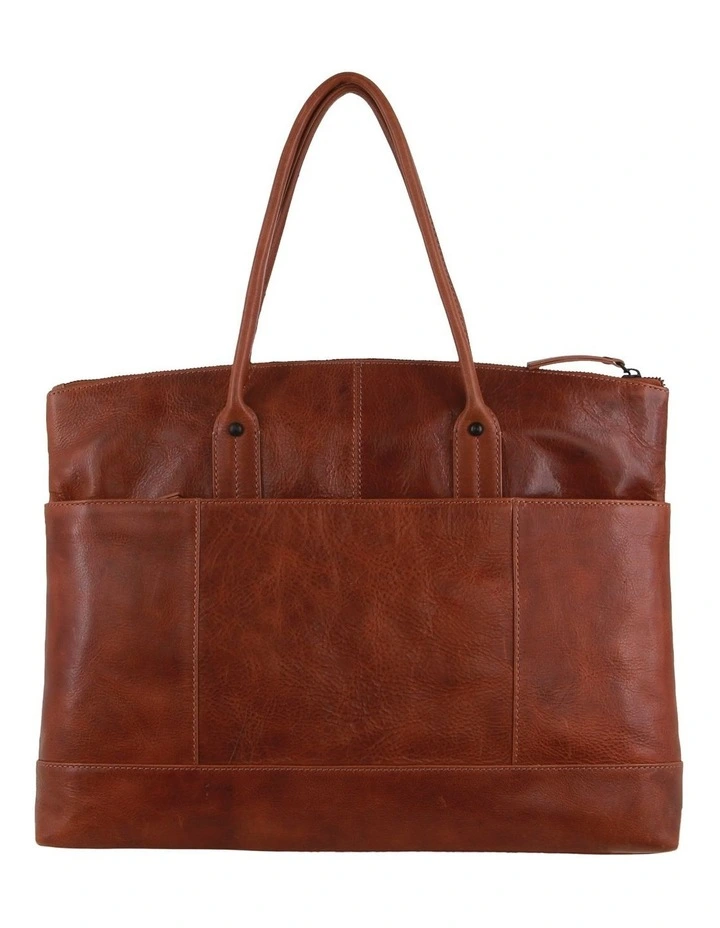 Leather Computer Bag in Cognac