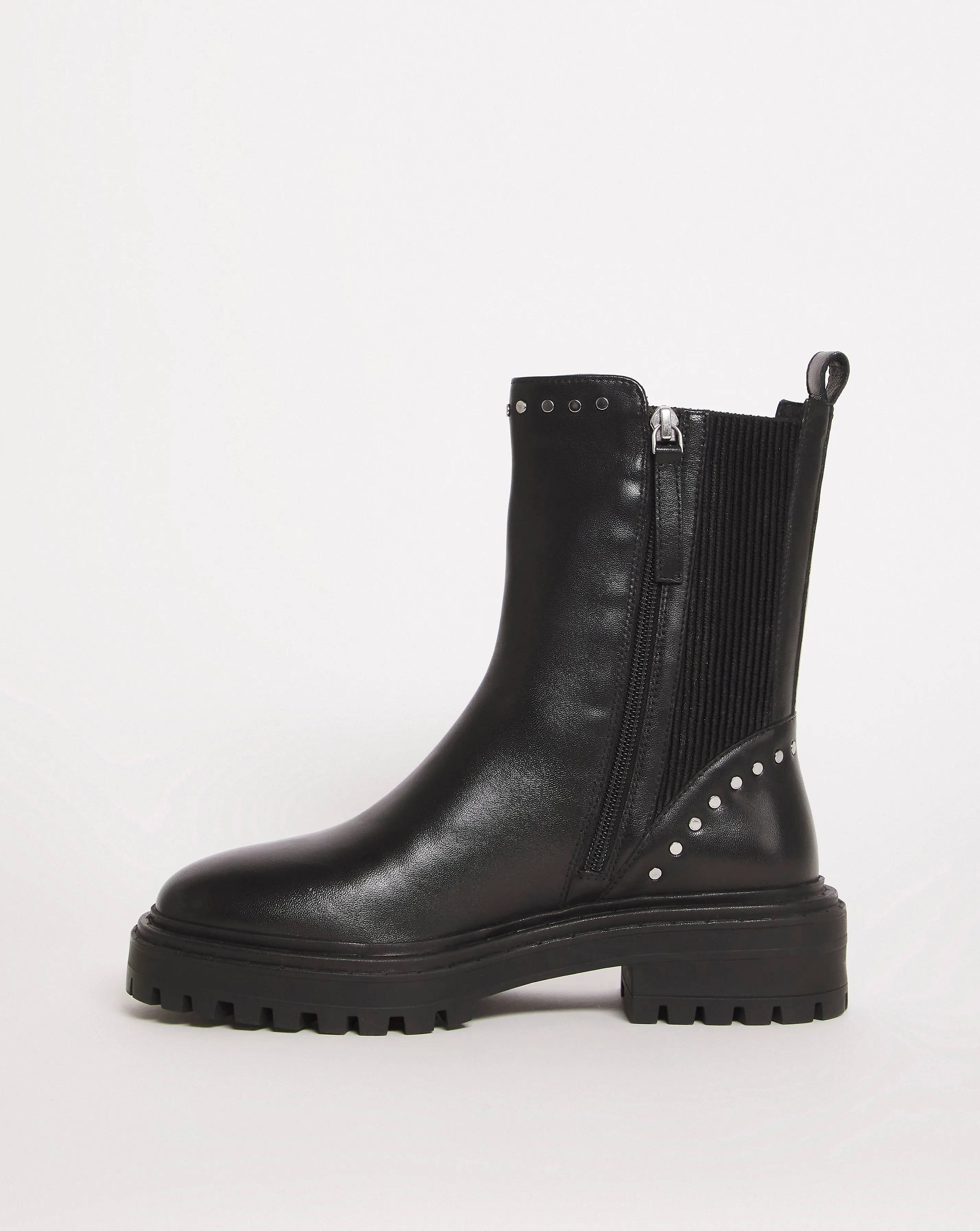 Leather Elasticated Boot With Stud Detail EEE Fit