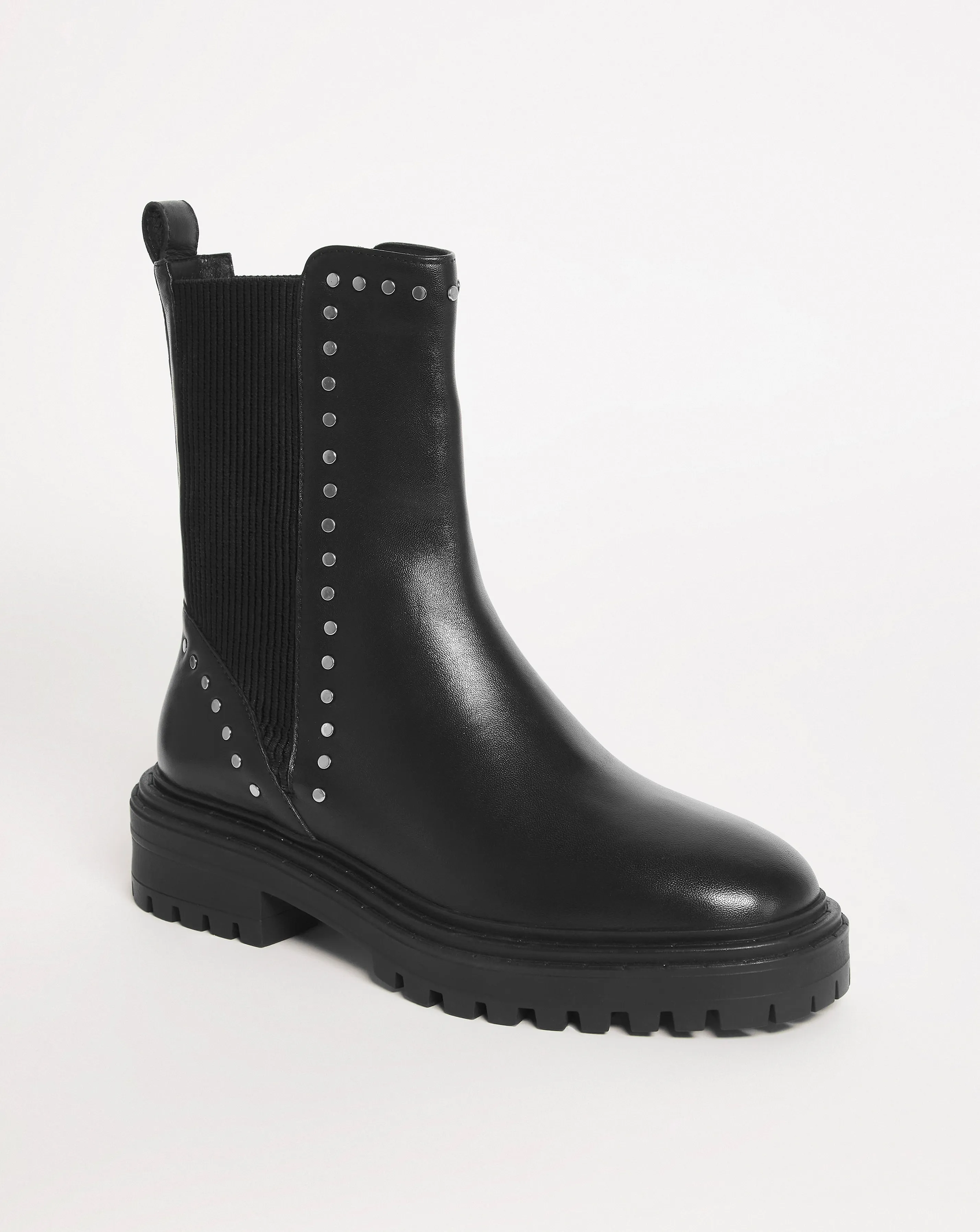 Leather Elasticated Boot With Stud Detail EEE Fit