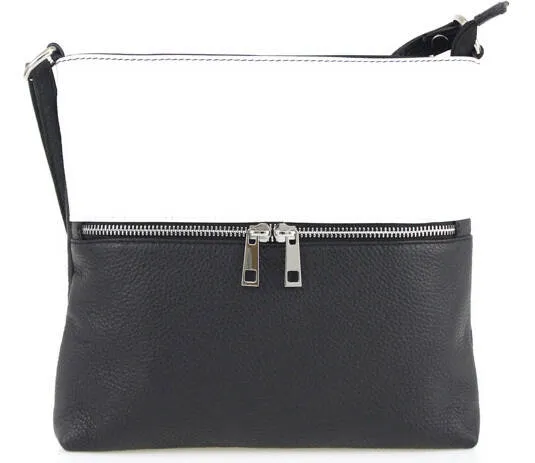 leather shoulder bag black white  josslyn