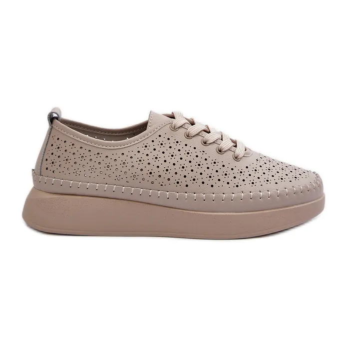 Leather Sneakers on the S.Barski Platform LR278 Beige