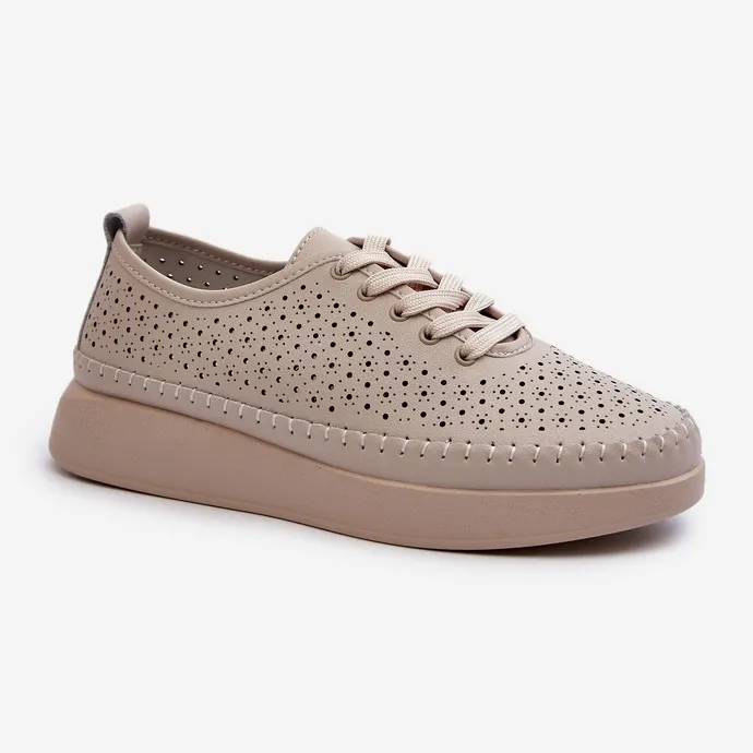 Leather Sneakers on the S.Barski Platform LR278 Beige