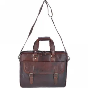 Leather Vintage Laptop Work Bag  Brandy : F-83