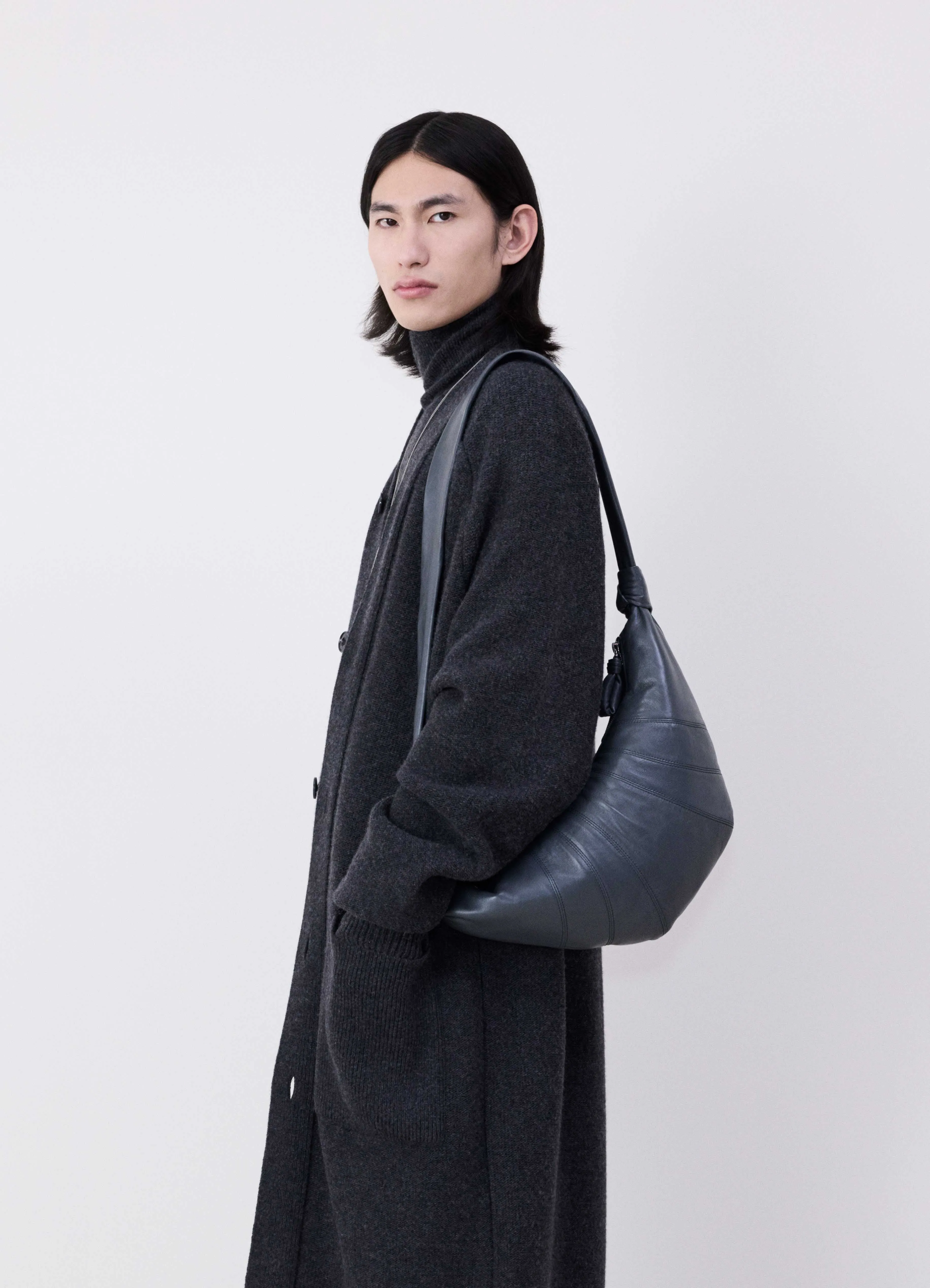 Lemaire  Asphalt Medium Nappa Leather Croissant Bag