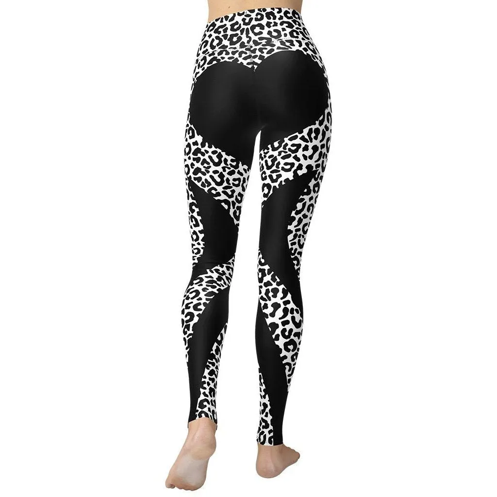 Leopard Heart Shaped Yoga Leggings