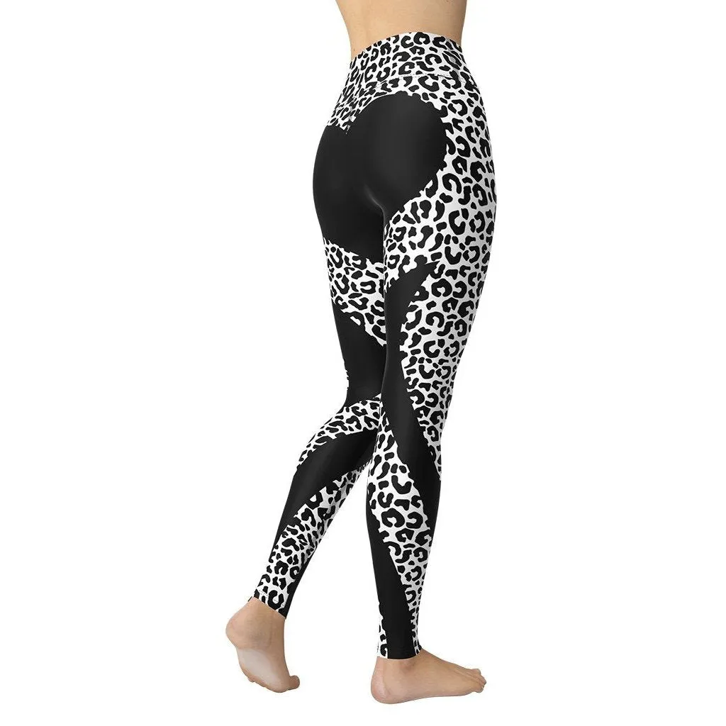 Leopard Heart Shaped Yoga Leggings