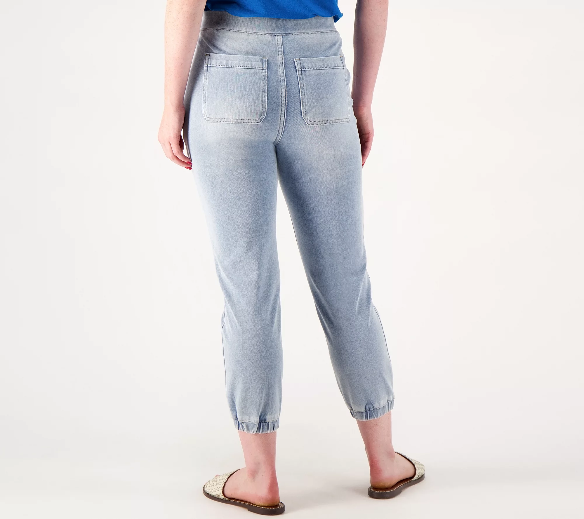 LOGO by Lori Goldstein Petite Knit Denim Utility Joggers