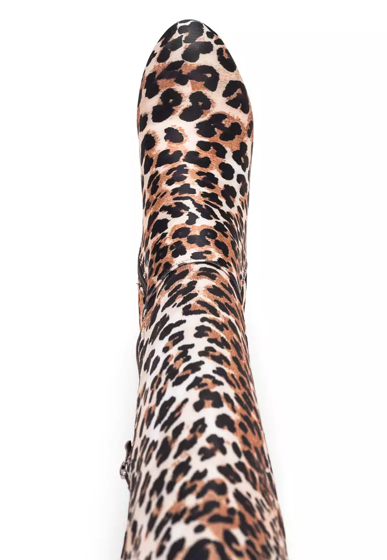 London Rag High Low Over The Knee Animal Print Boot