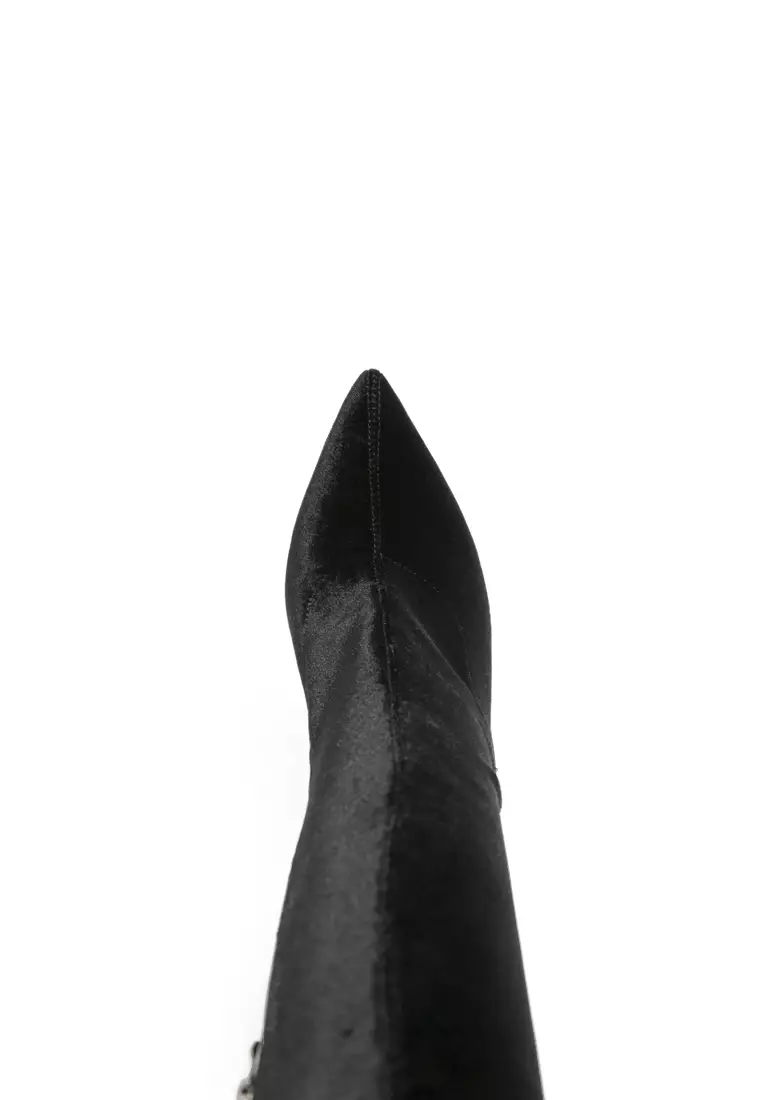 London Rag Stretch Over the Knee Stiletto Boot in Black