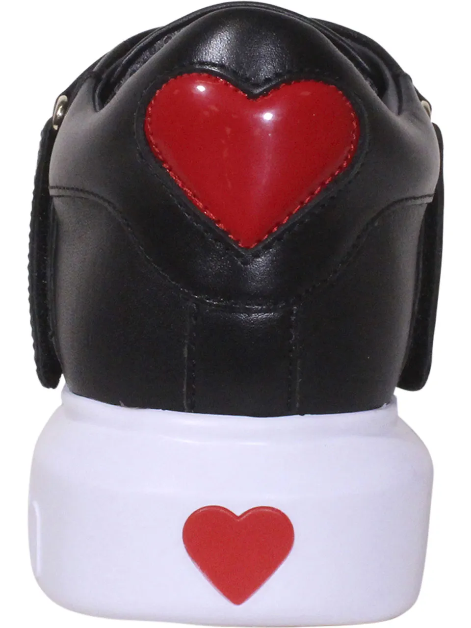 Love Moschino Women's Calfskin Heart Eyelets Sneakers Black Sz: 10