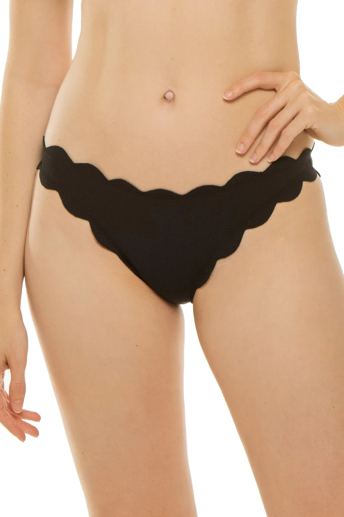 Low-Rise Scalloped Brazilian Bikini Bottom