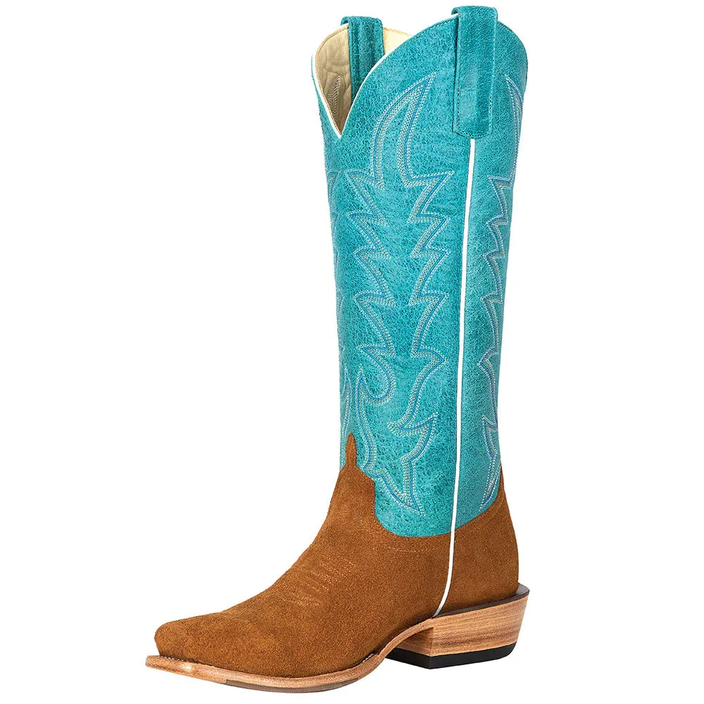 Macie Bean Camel Suede Turquoise Sensation Western Boot