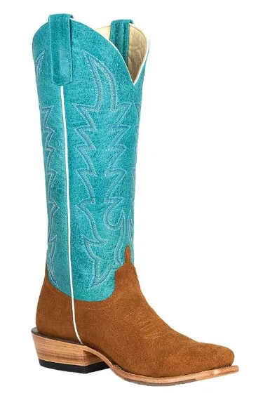 Macie Bean Camel Suede Turquoise Sensation Western Boot