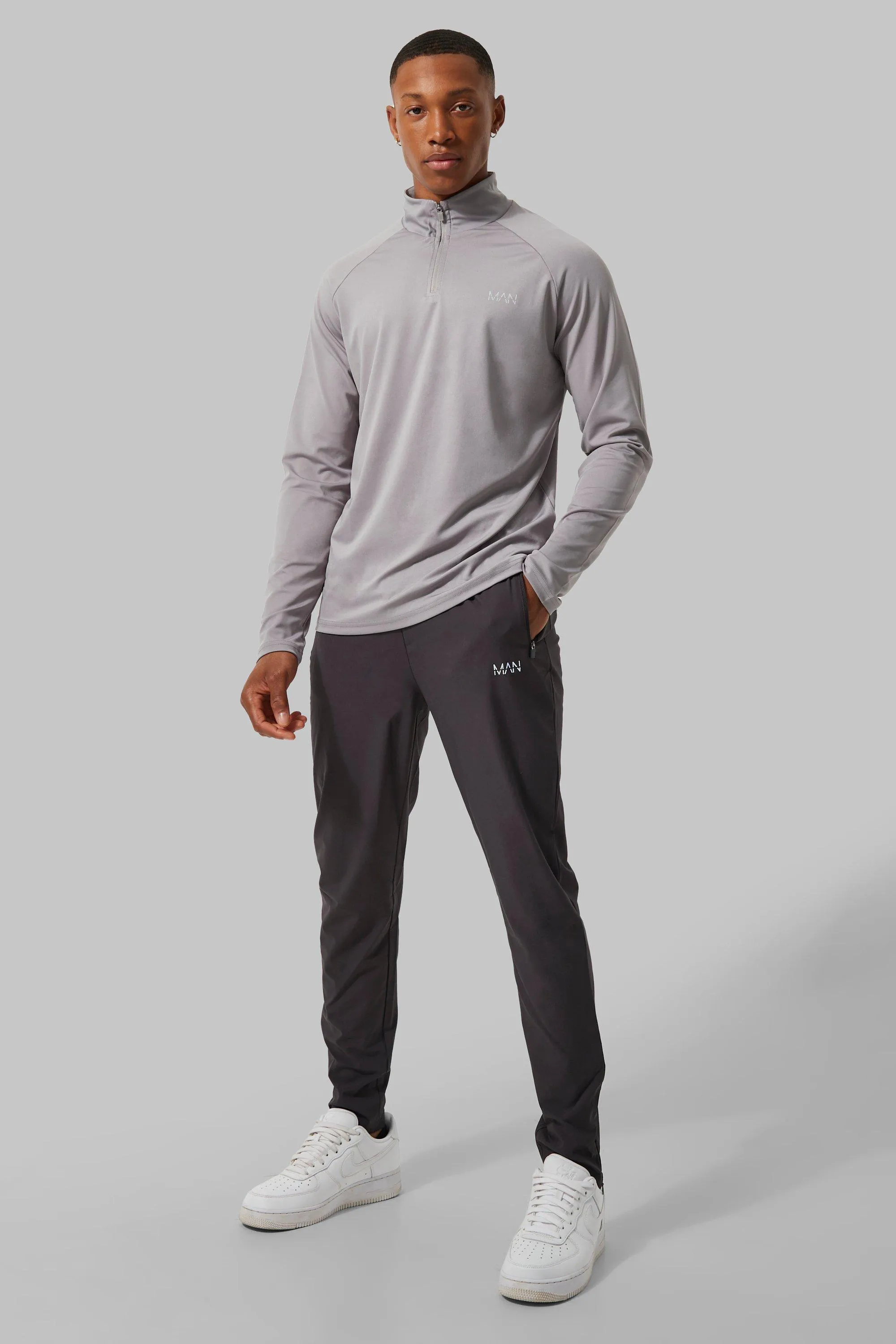 Man Active X Andrei Funnel Neck Tracksuit | boohooMAN UK