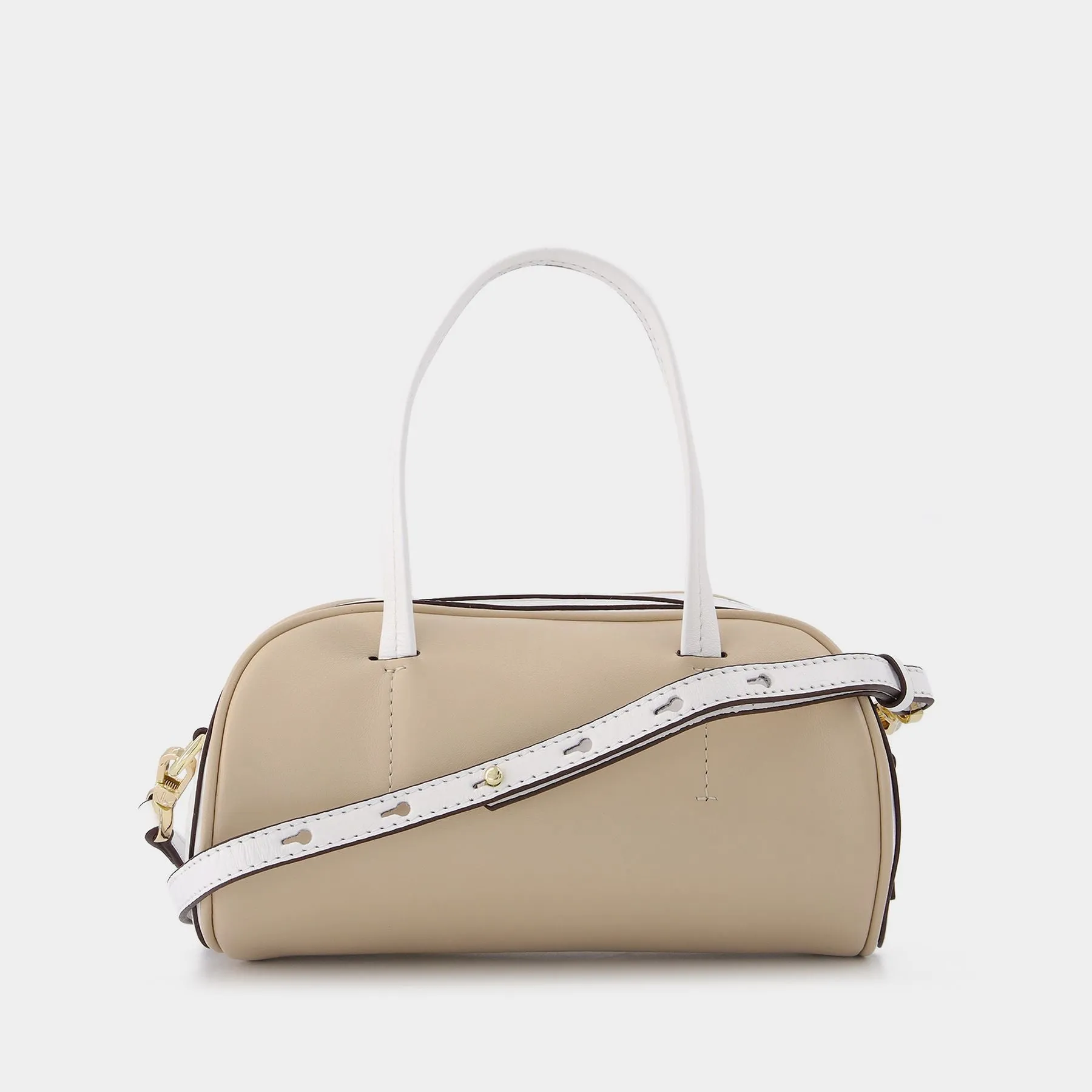 Manu Atelier  Hourglass Bag in Ivory and White Leather