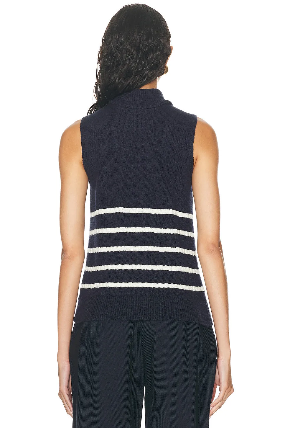 MATTHEW BRUCH Quarter Zip Striped Knit Vest