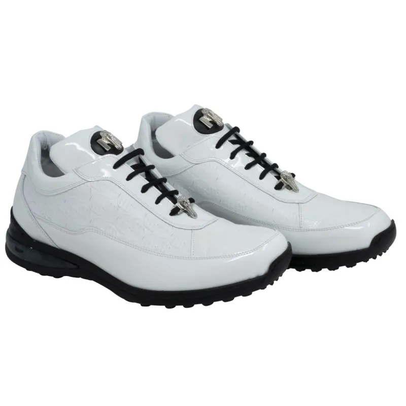 Mauri 8900/2 Bubble Ostrich & Patent Leather Sneakers White (Special Order)