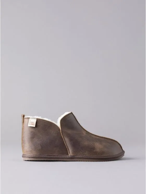 Men's Leather Slipper Boot in Brown