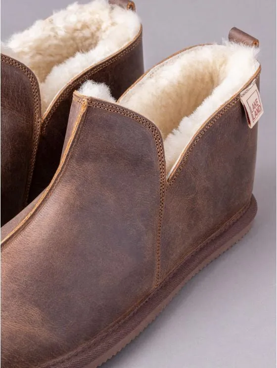 Men's Leather Slipper Boot in Brown