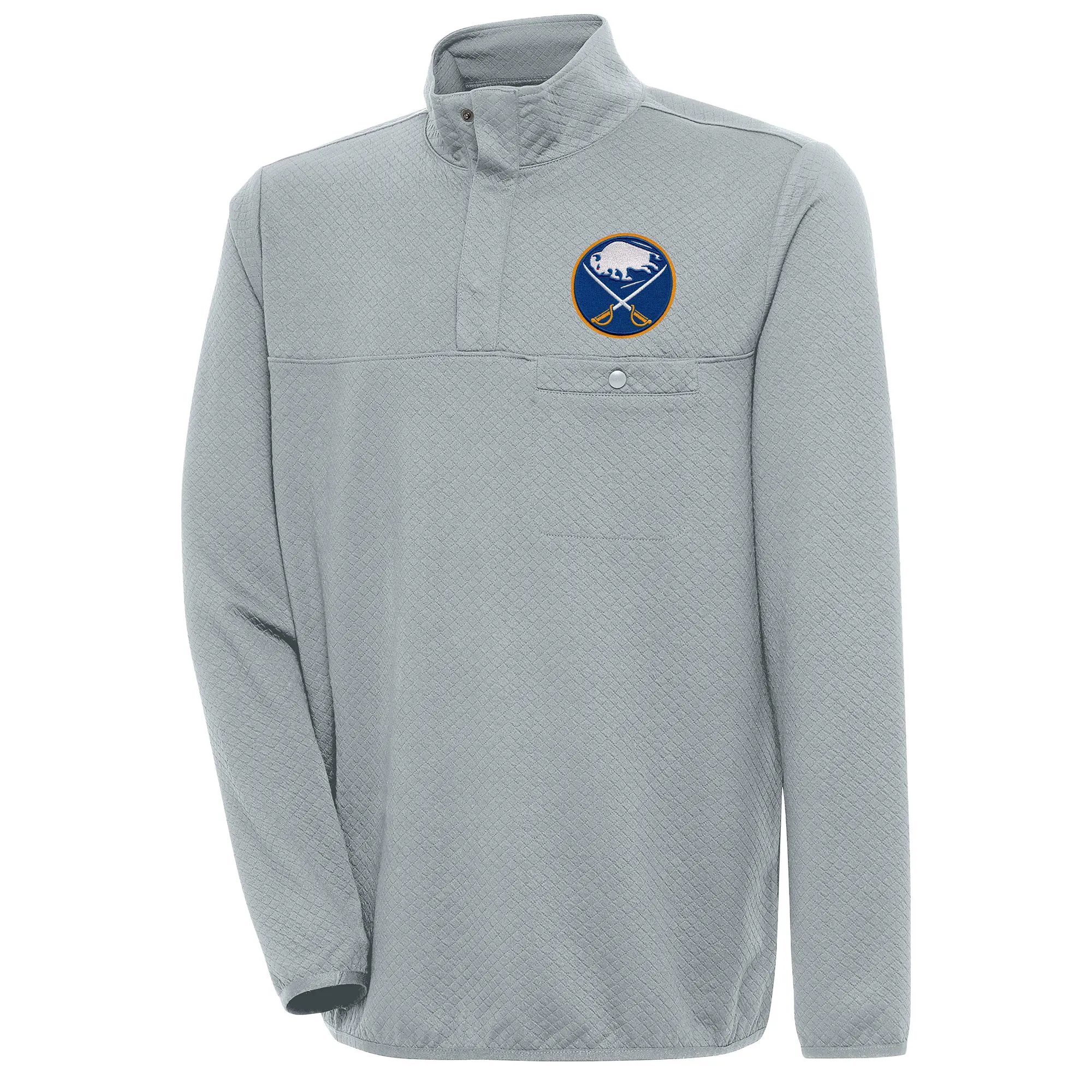 Men's Buffalo Sabres  Antigua Gray Streamer Quarter-Snap Pullover Jacket