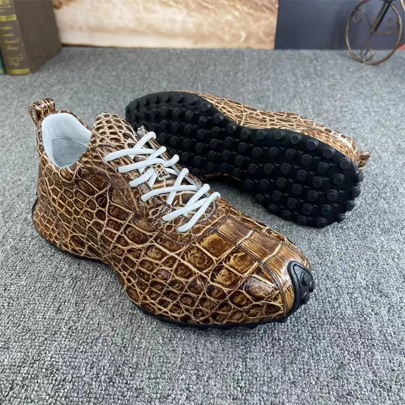 Men's Genuine Alligator Skin Leather Hand-Painted Lace-up Sneakers