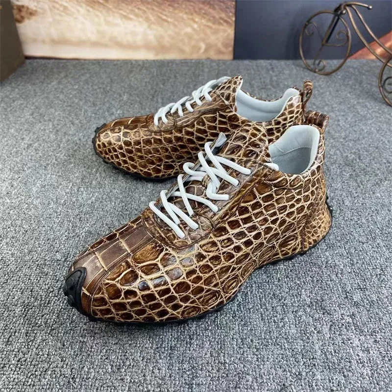 Men's Genuine Alligator Skin Leather Hand-Painted Lace-up Sneakers