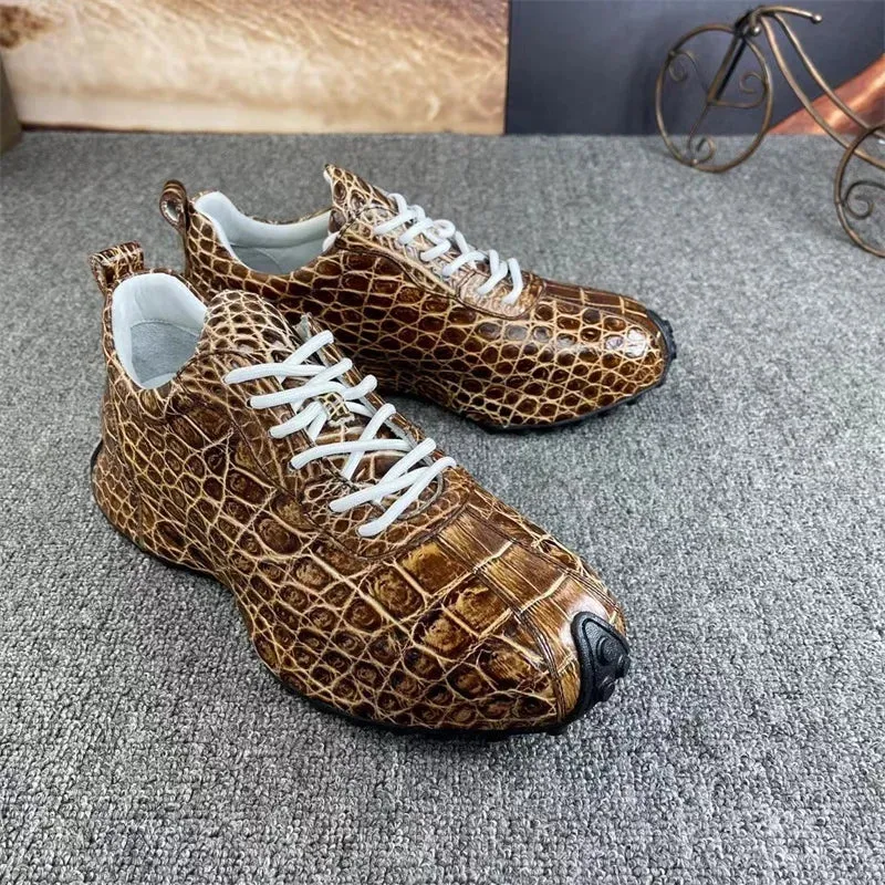 Men's Genuine Alligator Skin Leather Hand-Painted Lace-up Sneakers