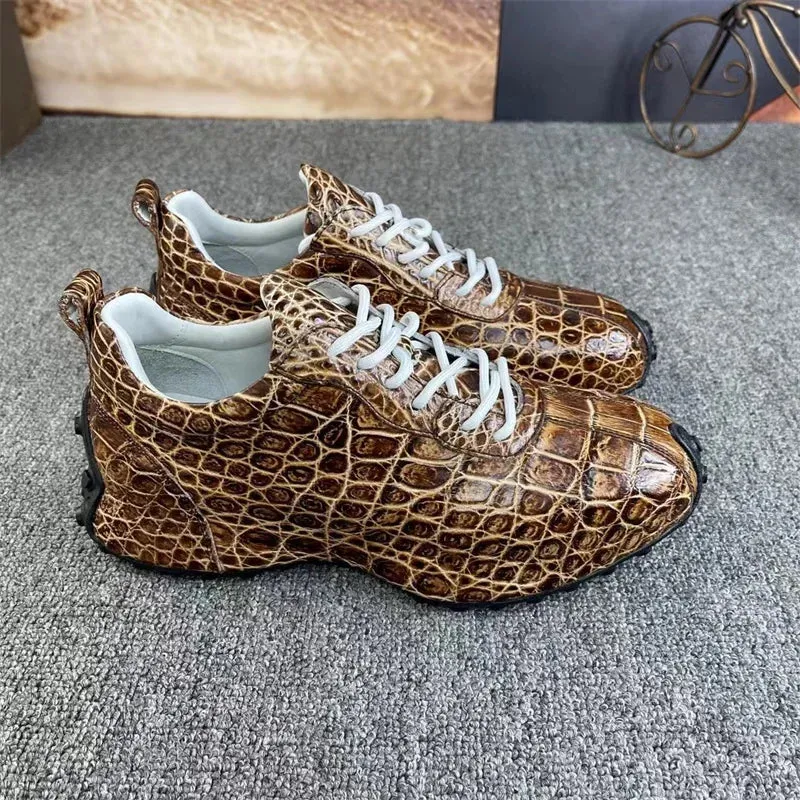 Men's Genuine Alligator Skin Leather Hand-Painted Lace-up Sneakers