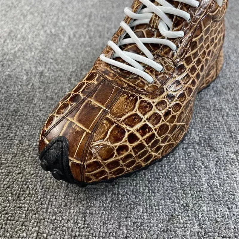 Men's Genuine Alligator Skin Leather Hand-Painted Lace-up Sneakers