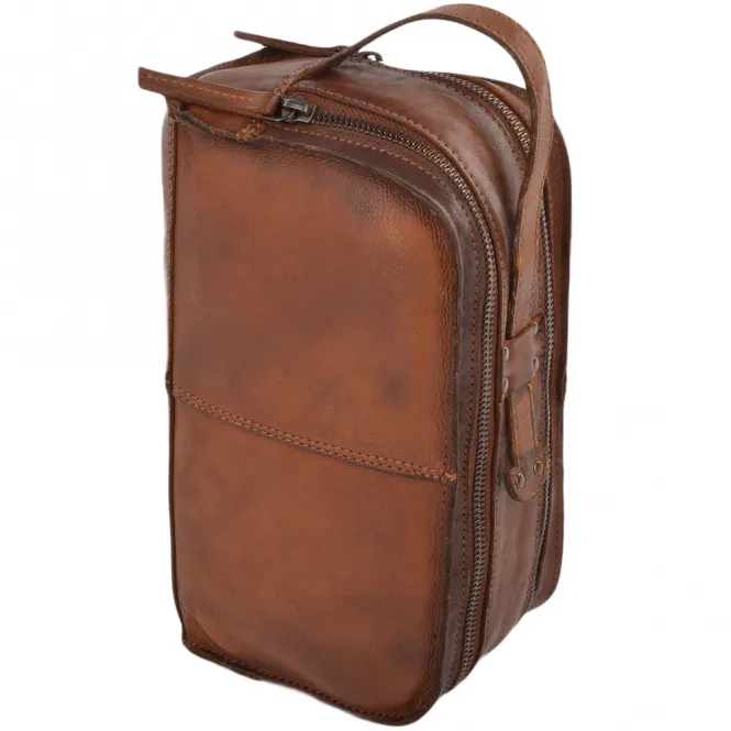 Mens Leather Vintage Wash Bag Rust : 7998