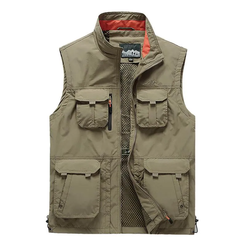 Men's Outdoor Breathable Stand Collar Multi-Pocket Vest 20141955Y