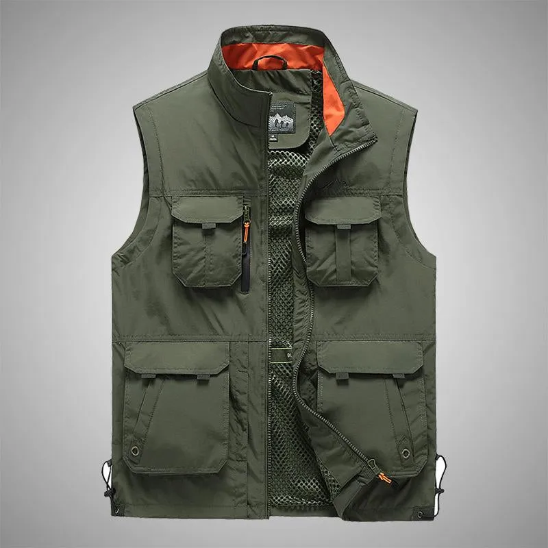 Men's Outdoor Breathable Stand Collar Multi-Pocket Vest 20141955Y