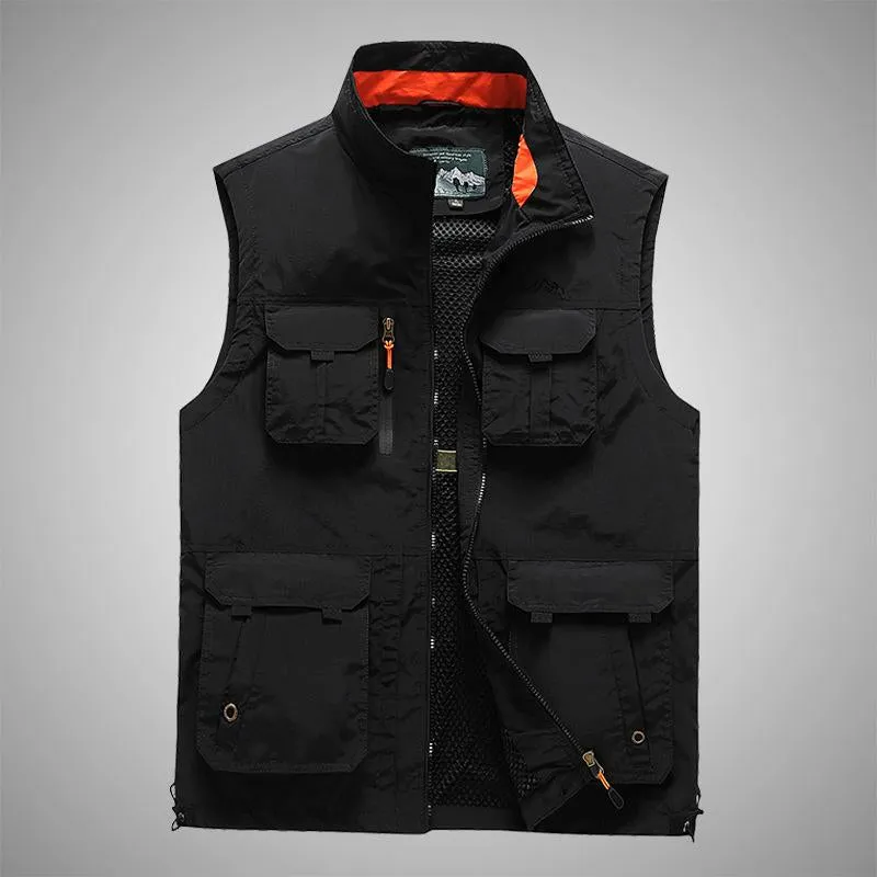 Men's Outdoor Breathable Stand Collar Multi-Pocket Vest 20141955Y